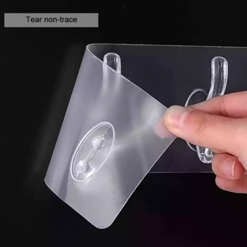 Transparent reusable seamless hooks self adhesive hooks 6 row hooks