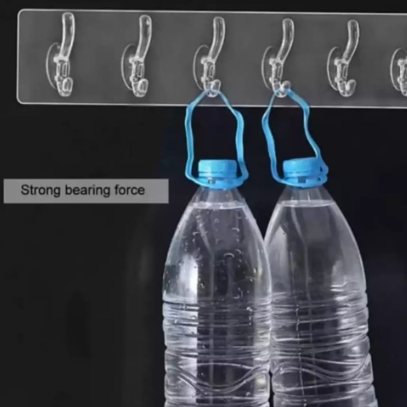 Transparent reusable seamless hooks self adhesive hooks 6 row hooks